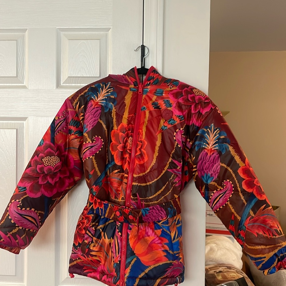 XXS Farm Rio Vintage Wave Reversible Puffer Jacket